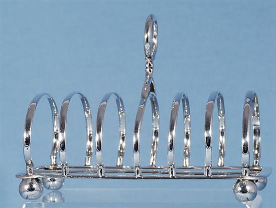 A Victorian silver seven bar toast rack, by Richard Sibley II, Length 170mm, weight 8.9oz/277grms